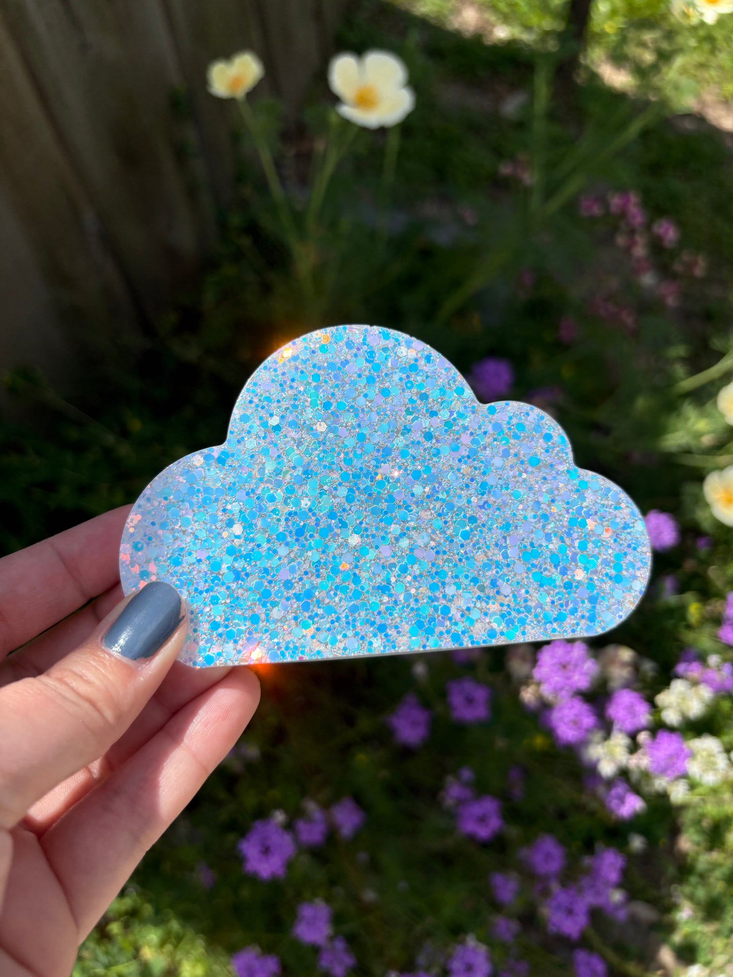 Reversible Glitter Cloud Coaster- White