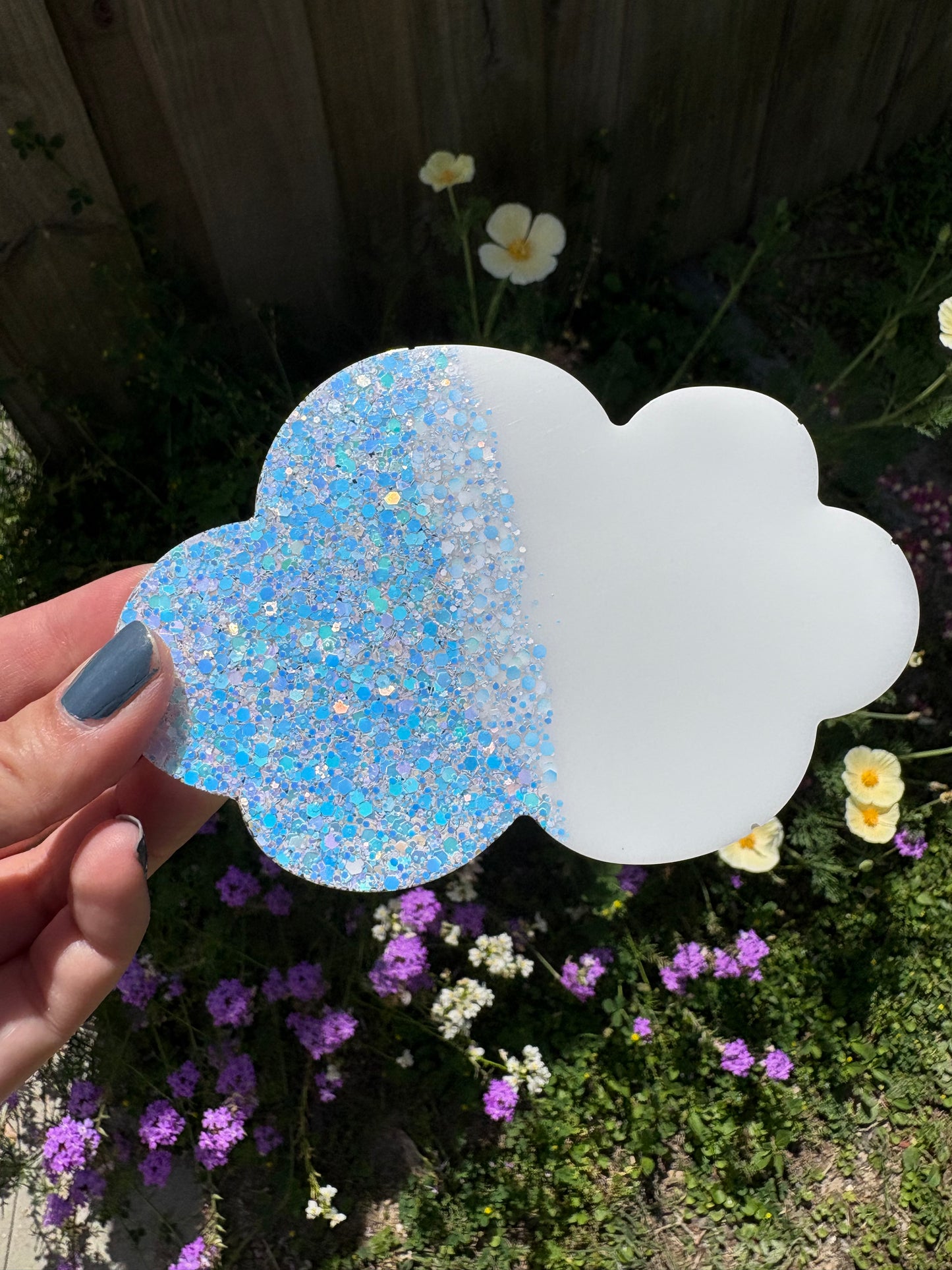 Glitter Cloud Coaster- White