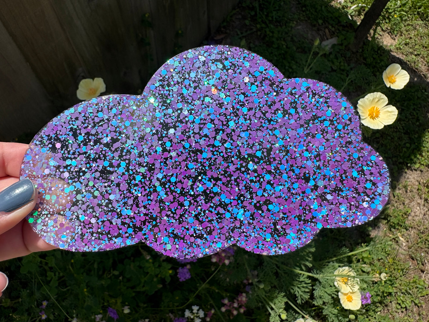 Purple Glitter Cloud Coaster- Large