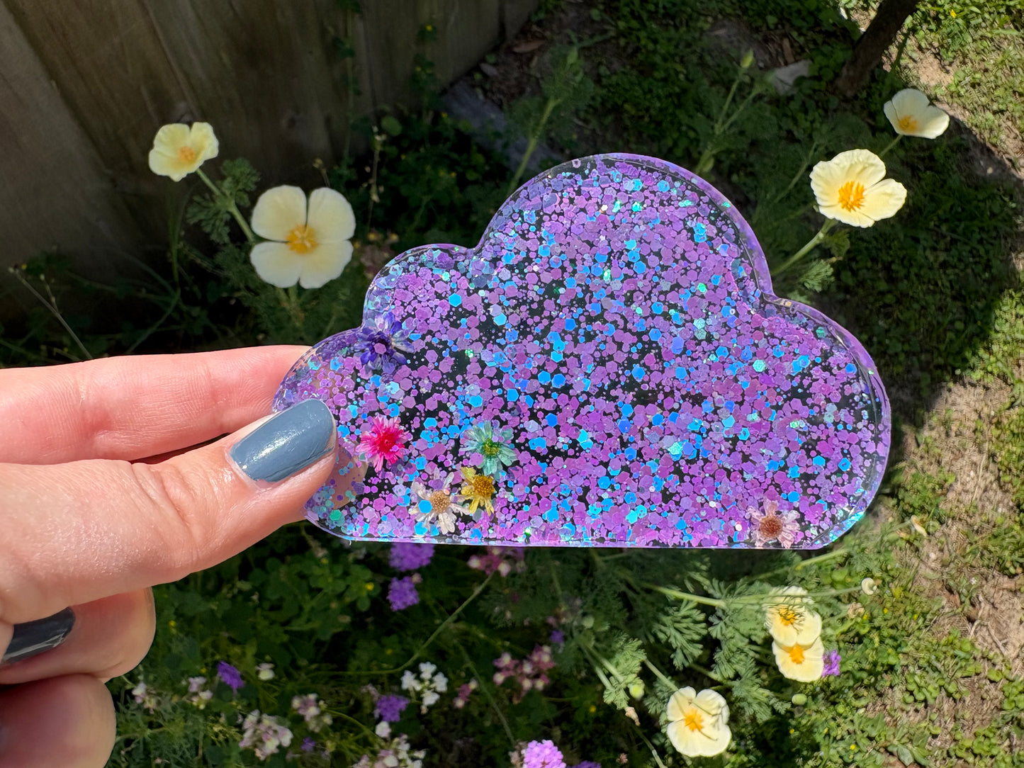 Purple Glitter Cloud Shaped Coaster- Small