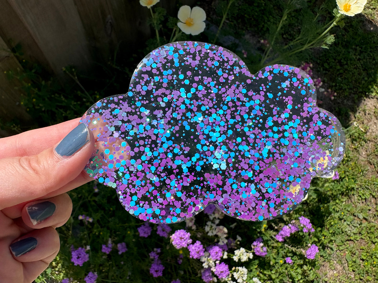 Purple Glitter Cloud Coaster- Medium