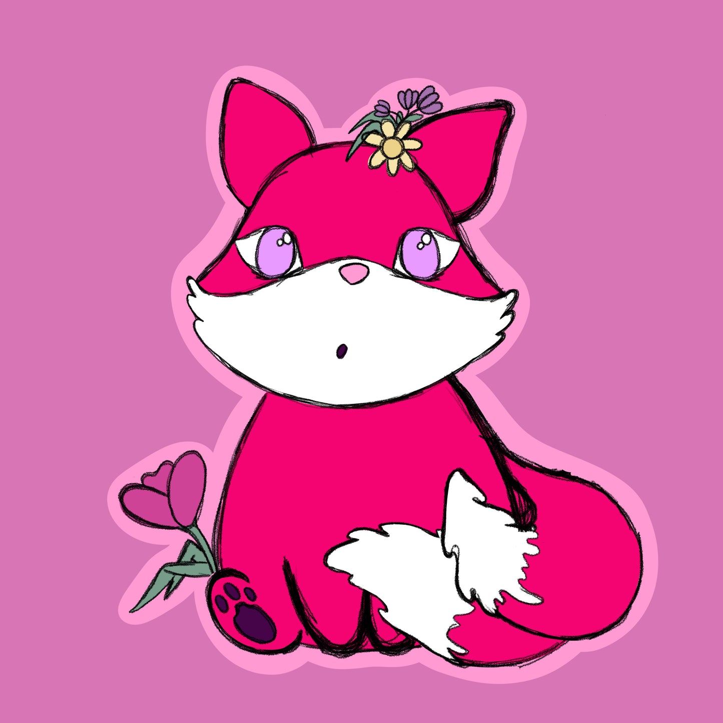 Garden Kitsune Sticker