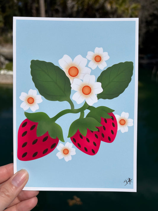 Strawberry And Blossoms