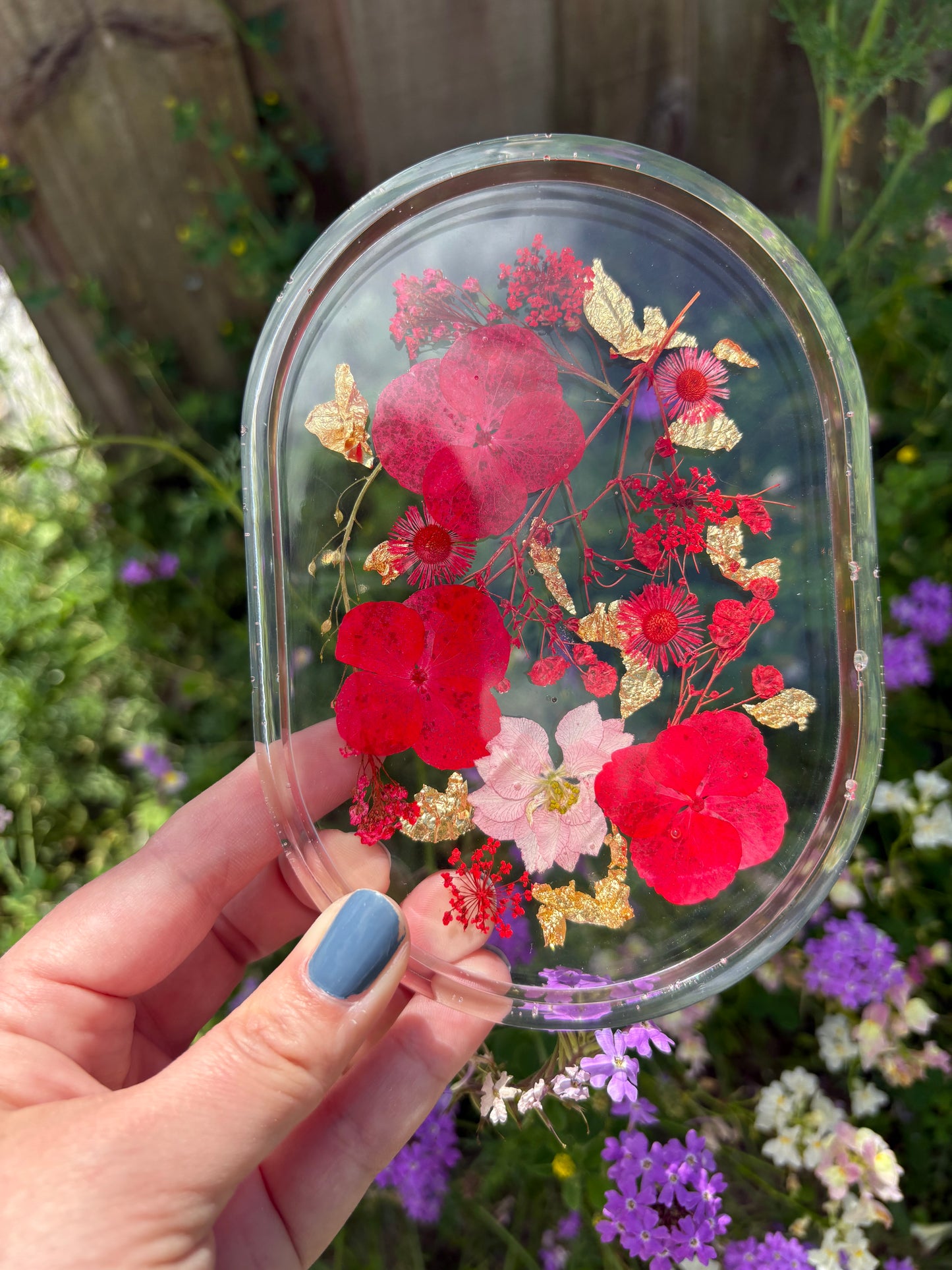 Red & Gold Floral Jewelry/Trinket Tray
