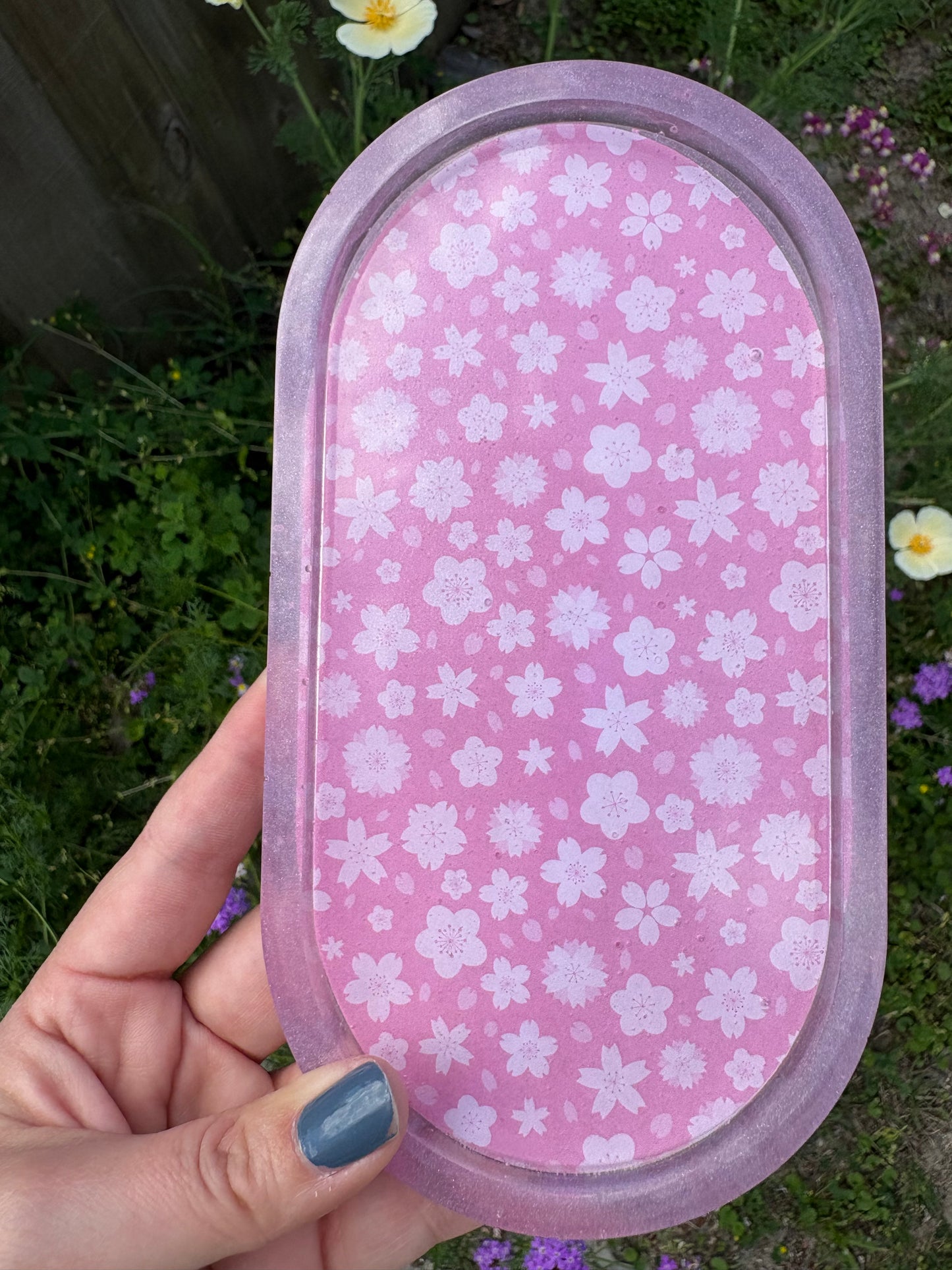 Resin Trinket Tray- Sakura Origami Paper
