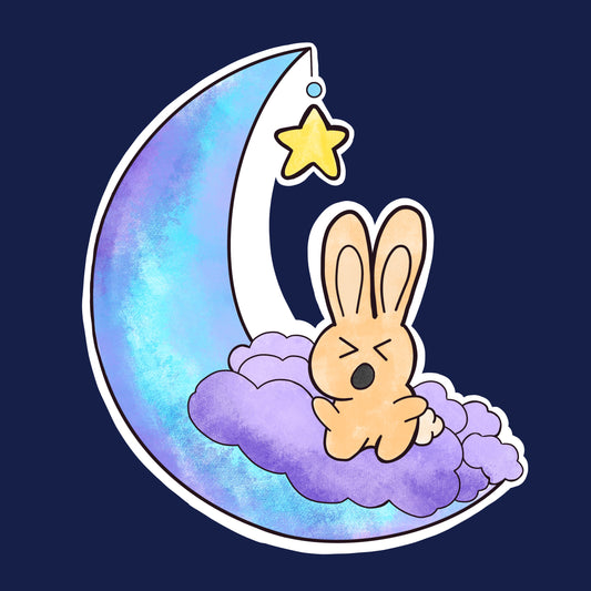 Sleepy Moon Bunny (Waterproof holographic vinyl)
